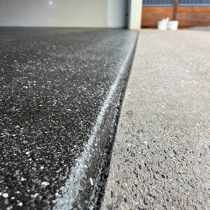 Dark Epoxy Flake Garage Flooring