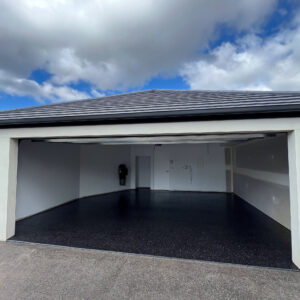 Dark Epoxy Flake Garage Flooring