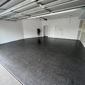 Dark Epoxy Flake Garage Flooring